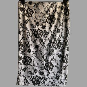 Black/White – Lace & Floral-Patterned Pencil Skirt